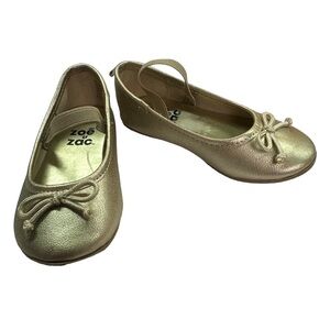 Zoe & Zac Toddler Gold Ballet Flats w/Bow Size 7
